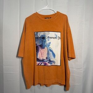 Reclaimed Vintage Graphic T-Shirt Large Orange Acid Wash‎ Oversized Tee